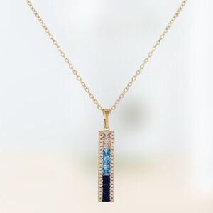 Vince Camuto New Tricolor CZ stone pendant blue & clear adjustable necklace